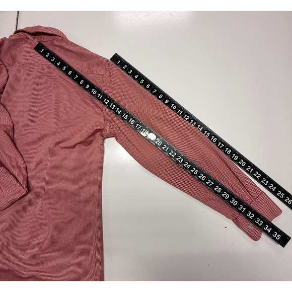 Mizzen + Main Shirt Mens XL Red Trim Fit Traditional Nylon Blend Stretch Preppy - Picture 5 of 10